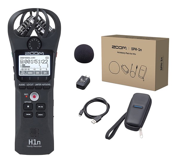 ZOOM H1n Stereo Handy Recorder.     SPH-1n Accessory package. Black