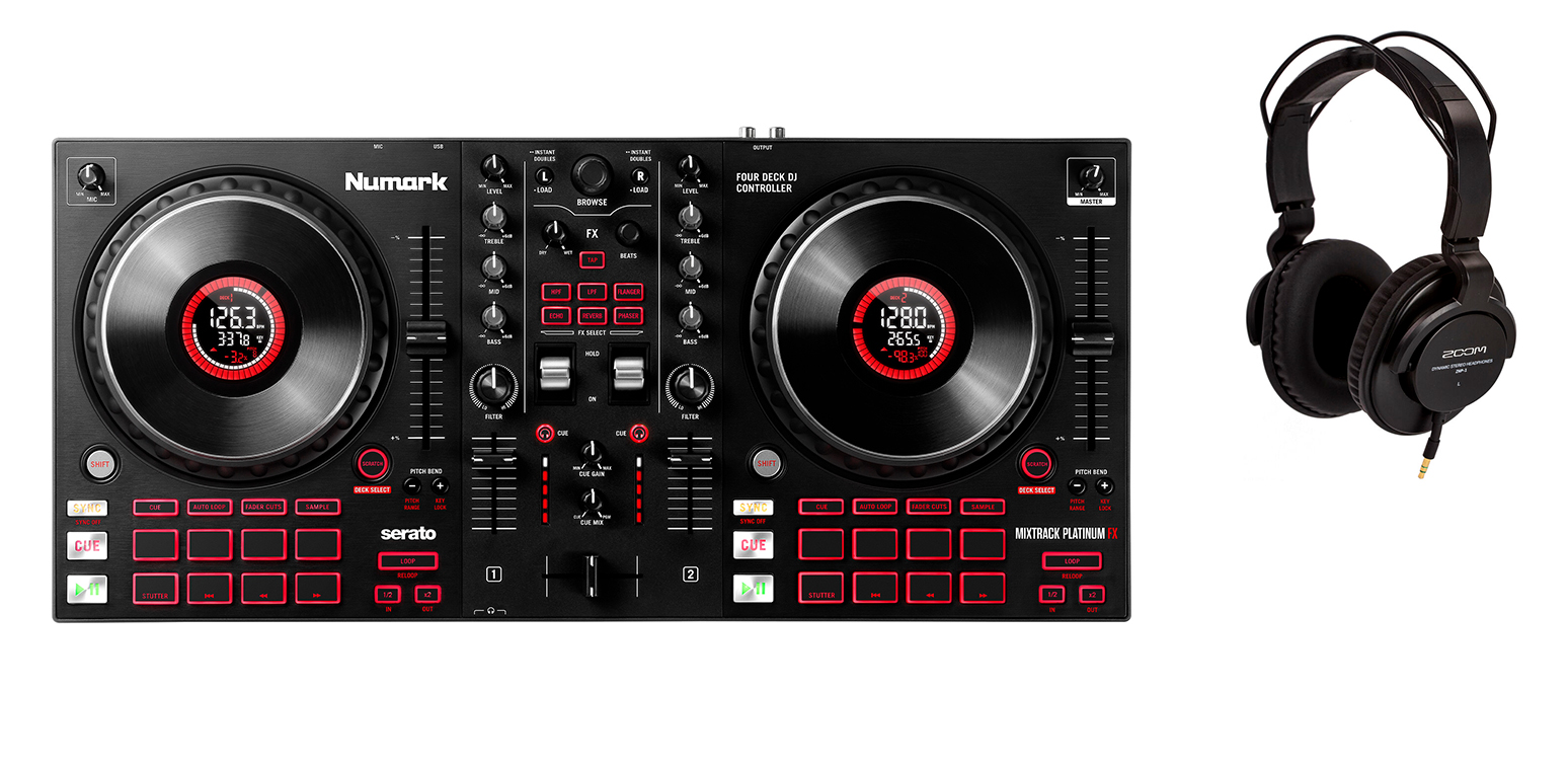 NUMARK Mixtrack Platinum FX DJ Controller Bundle, με Aκουστικά ZOOM ZHP