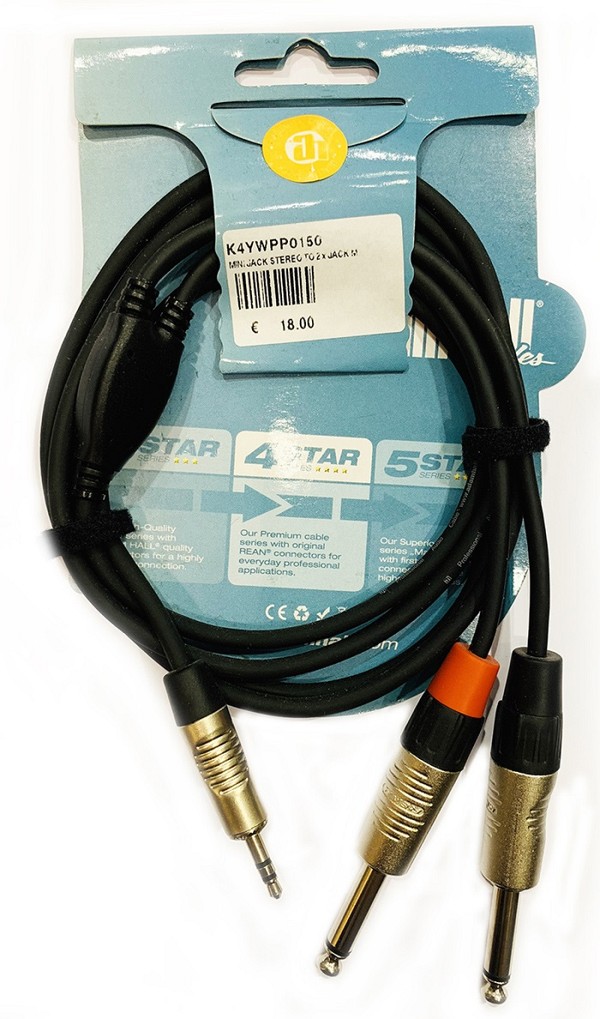 Καλώδια-Οργάνων-Μικροφώνων Καλώδιο Audio 3,5mm Jack Stereo - 6,3mm Jack Mono. Κ4ΥWPP0150. Adamhall