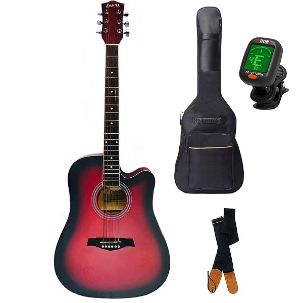 Ακουστική Κιθάρα Πακέτο, Daniel CF-4001C Red. Θήκη+Ζώνη+Τuner.