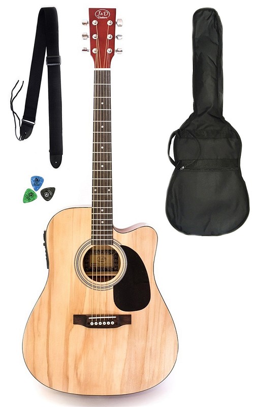 Ηλεκτροακουστική κιθάρα AG-6CE Natural Pack με δώρο θήκη, ζώνη, πένες, Jack and Danny
