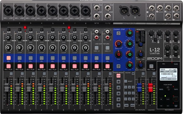 ZOOM liveTrack L-12 Mix Record, Monitor, Playback, and Remix.