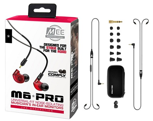 MEE Audio Ακουστικά in-ear M6PROG2 Red UNIVERSAL MICROPHONE, REMOTE,VOLUME CONTROL