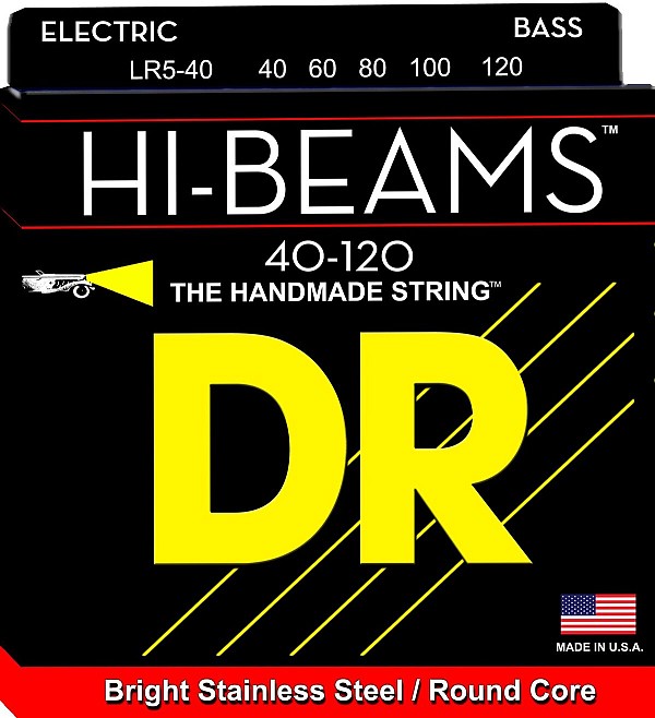 Μπάσου Χορδές DR HI-BEAM  5-ΧΟΡΔΟΥ  LR5-40  ( 40-120 ) Σετ Χορδές μπάσσου