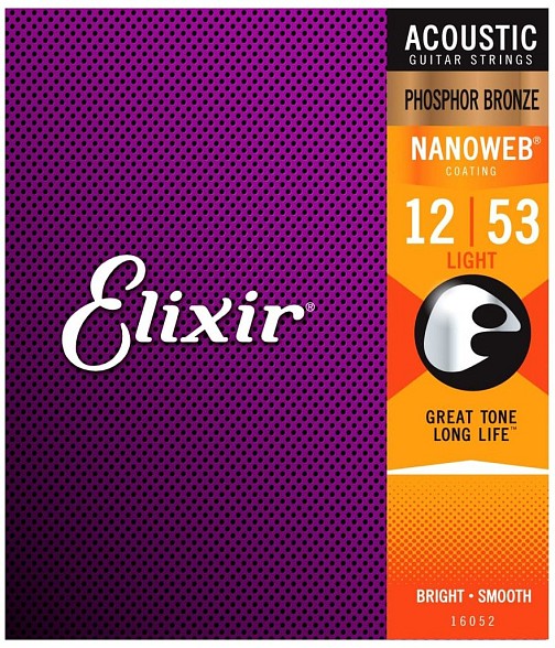Elixir 16052 NanoWeb Phosphor. Χορδές Ακουστικής Κιθάρας 12-53 Light