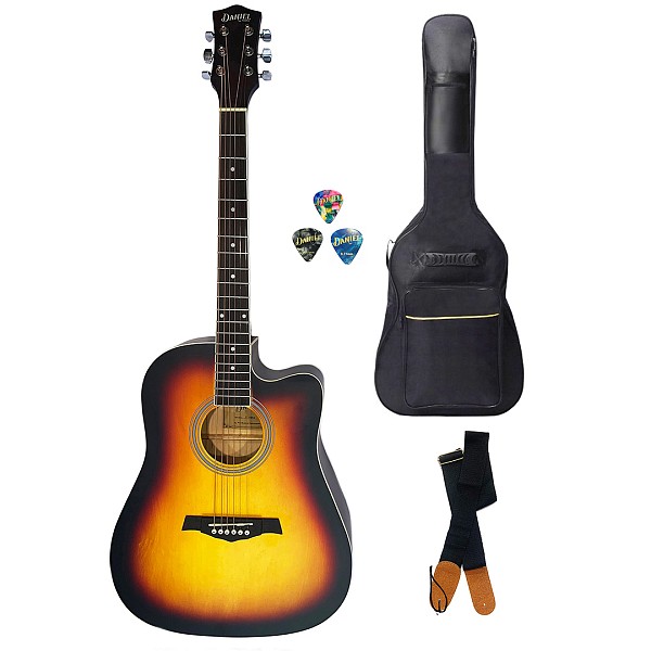 Κιθάρες Ακουστική Κιθάρα Daniel CF-4001C Sunburst με θήκη, ζώνη, πένες