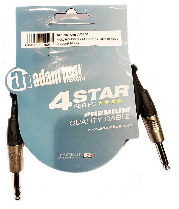   XLR-XLR, XLR-JACK  Balanced TRS Adam Hall Cables K4BVV0150