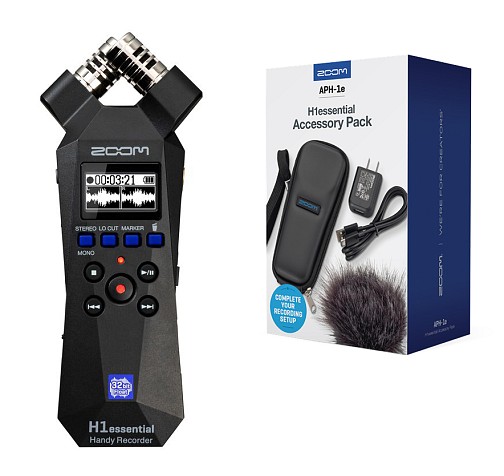 ZOOM H1essential. Μαζί με το πακέτο APH-1e essential Accessory Pack.