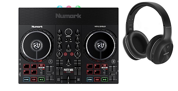 Numark DJ Controller-Μίκτες DJ NUMARK Party Mix Live DJ Controller Bundle, με Aκουστικά EDIFIER W800BT PLUS BK
