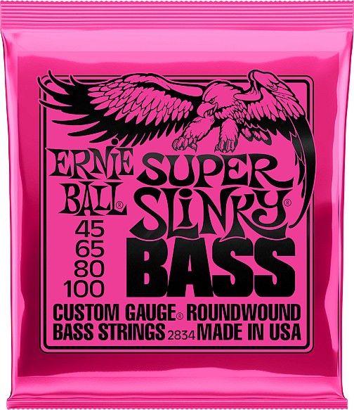 Ernie Ball 2834 Σετ Nickel Wound Χορδών για Μπάσο Slinky Bass 4-String Super 45 - 100