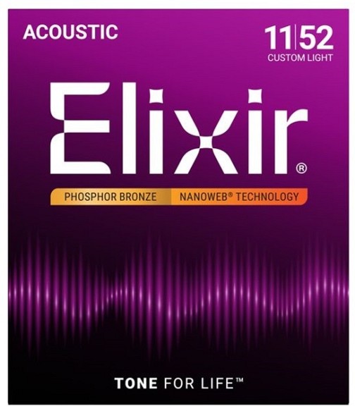 Elixir 16027 NanoWeb Phosphor. Χορδές Ακουστικής Κιθάρας 11-52 Custom Light