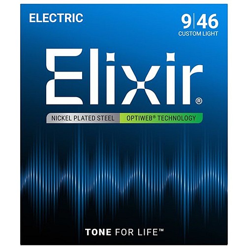 ELIXIR 19027 Electric Guitar Strings Optiweb Coating 009-046 Custom Light