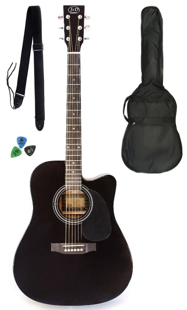 Ακουστικές Κιθάρες Jack & Danny Ακουστική κιθάρα AG-6C Pack Black με δώρο θήκη, ζώνη, πένες, Jack and Danny