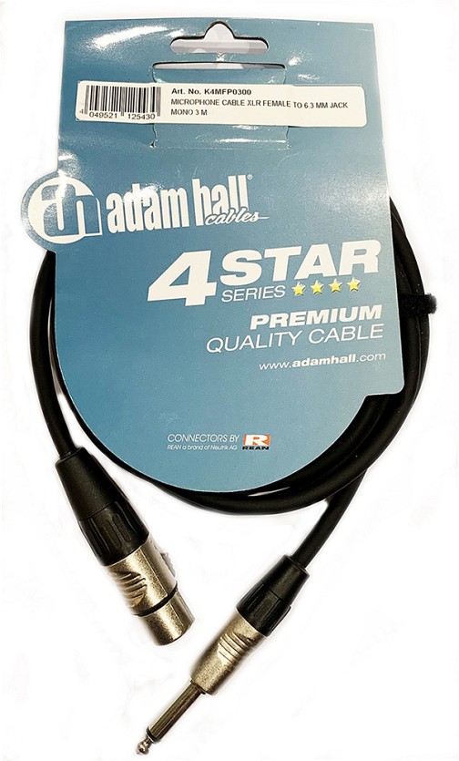 Καλώδιο Microphone XLR Female-6,3mm Jack. Κ4ΜFP0300 Adamhall