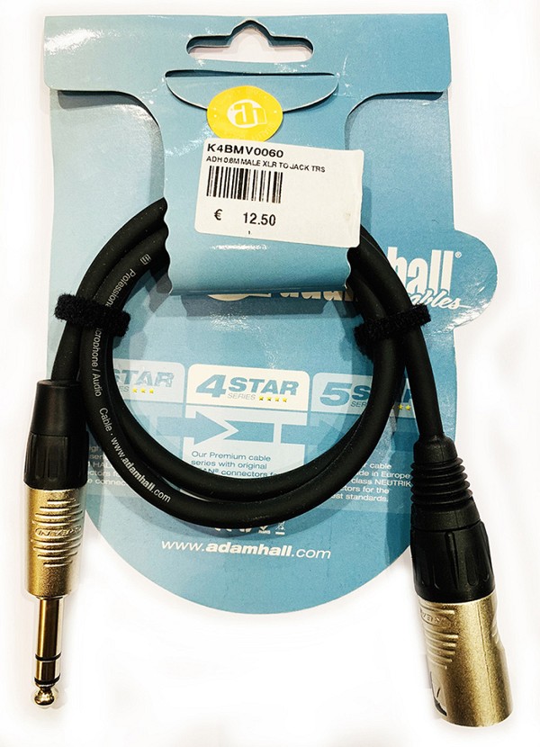  Microphone Male XLR-6,3mm Jack Stereo. Adamhall K4BMV0060