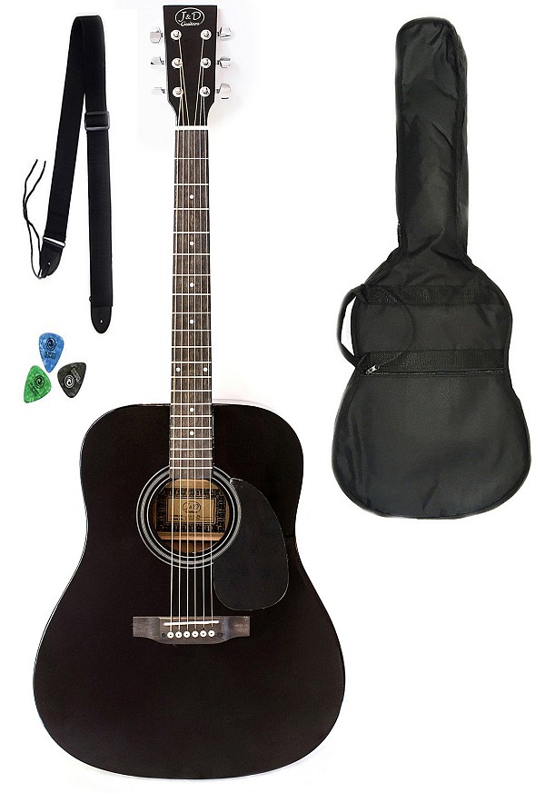 Ακουστικές Κιθάρες Jack & Danny Ακουστική κιθάρα AG-6 Pack BK με δώρο θήκη, ζώνη, πένες, Jack and Danny