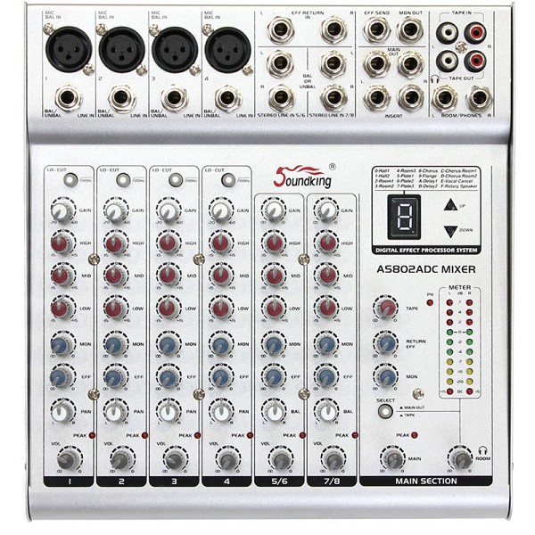 Sound King AS802 ADC Series power mixing console