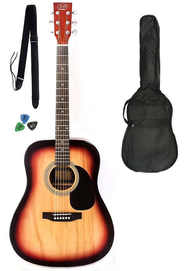 Ακουστικές Κιθάρες Jack & Danny Ακουστική κιθάρα AG-6 Pack SB με δώρο θήκη, ζώνη, πένες, Jack and Danny