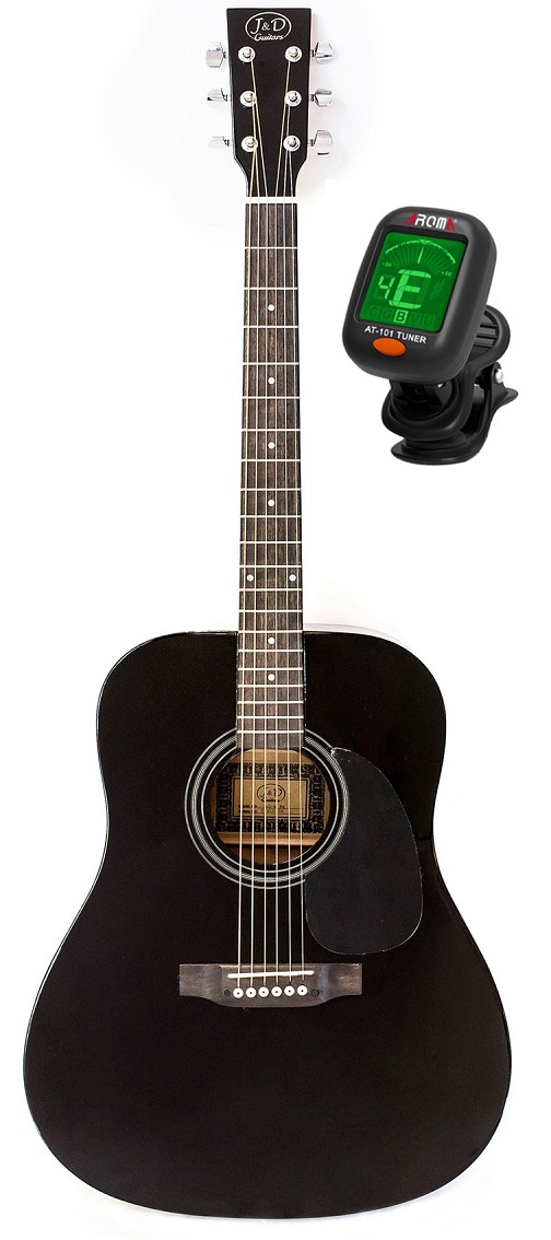 Ακουστική Κιθάρα Jack and Danny AG-6 BK μαζί με Aroma Clip Tuner AT-101