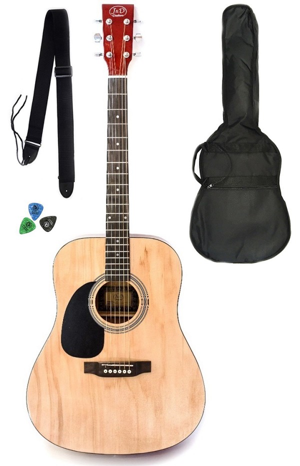 Ακουστικές Κιθάρες Jack & Danny Ακουστική κιθάρα AG-6 Pack NL με δώρο θήκη, ζώνη, πένες, Jack and Danny